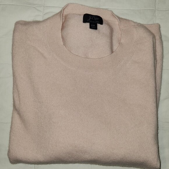 GUC J Crew 100% Cashmere Soft Petal Pink Long Sleeve Sweater Pullover XXL - Picture 1 of 7